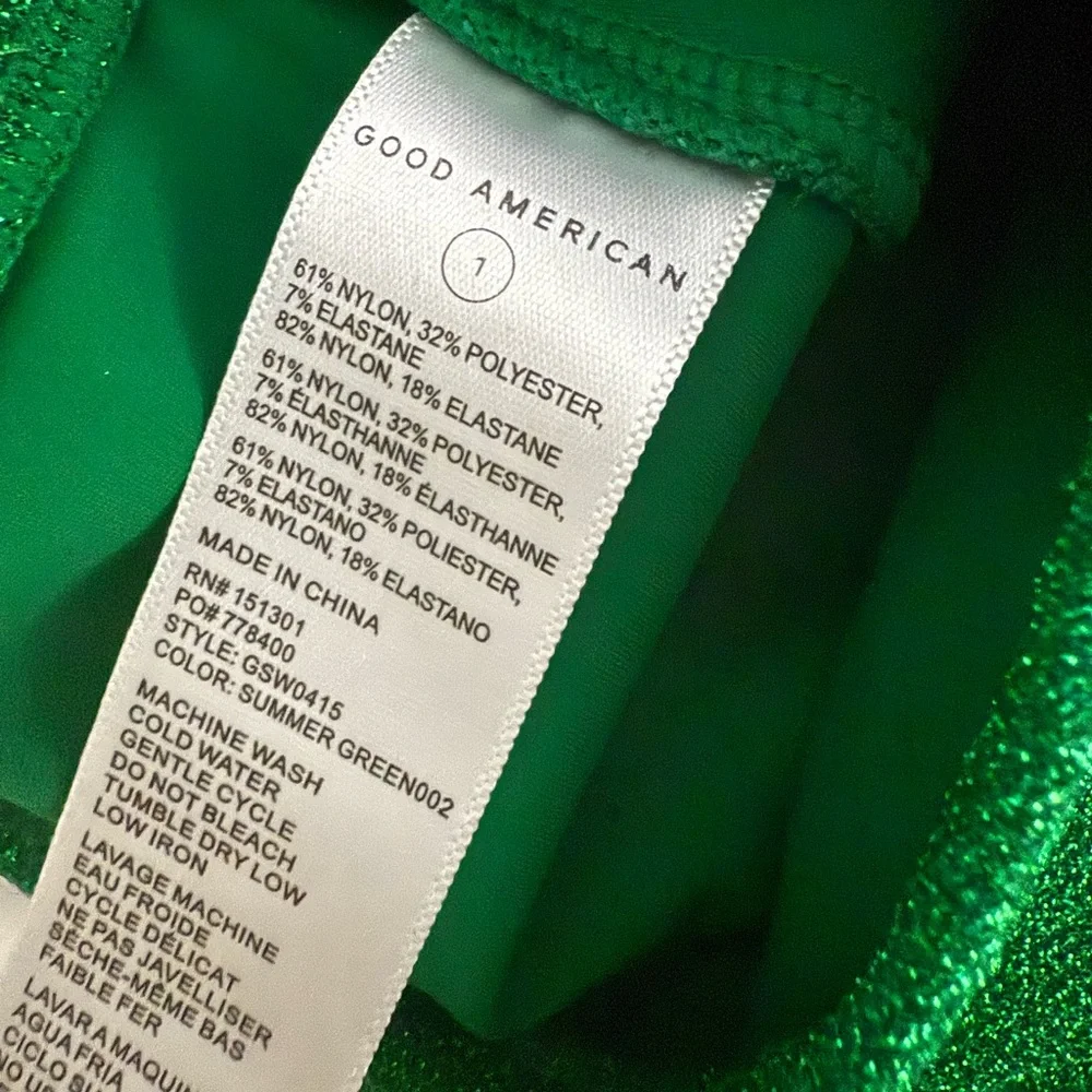 NWOT Good American High Waist Metallic Summer Green Bikini Bottoms(only)